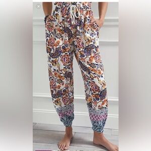 Anthropologie Orange And Purple Pants  Pijama  S Vibrant Paisley